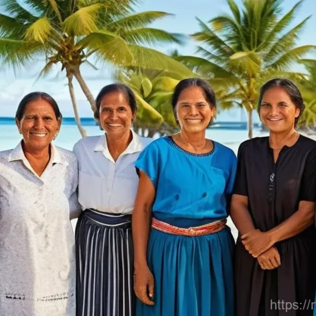키리바시 문화 차이로 인한 실수 예방 - **Prompt 1: Kiribati Village Welcome**
    "A group of Kiribati villagers, dressed in their modest t...