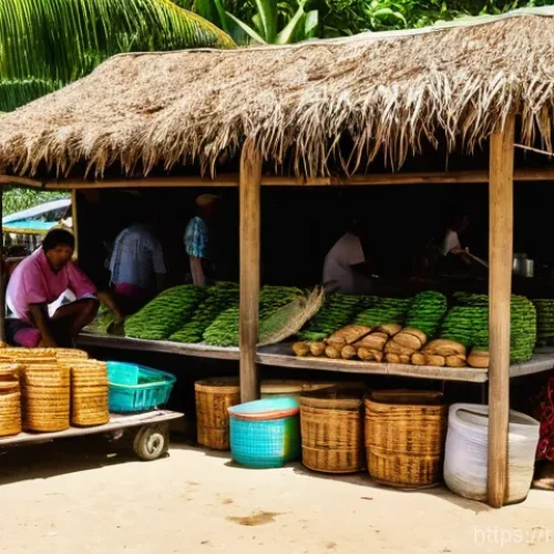 키리바시 현지 은행 및 금융 서비스 - "Vibrant Kiribati Market Scene: Cash is King"**

A lively, sun-drenched outdoor market scene on Sout...
