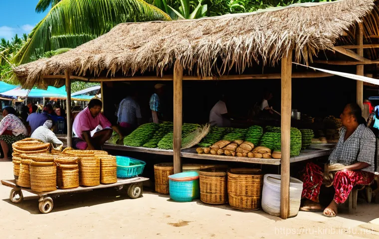 키리바시 현지 은행 및 금융 서비스 - "Vibrant Kiribati Market Scene: Cash is King"**

A lively, sun-drenched outdoor market scene on Sout...