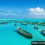Home 21 키리바시 주요 산업 및 기업 - A vibrant scene of Kiribati fishermen on traditional wooden boats in the turquoise Pacific Ocean, su...